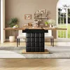 A dining table set in a dining room with a large window overlooking a garden. Produktbild-Vorschau