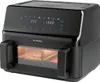 A black air fryer oven with a digital display and glass door. Produktbild-Vorschau
