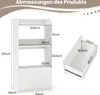 A diagram showing the dimensions of a white bookshelf and a drawer. Produktbild-Vorschau
