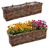 Rattan Balkonkasten 2er Set eckig mit Folie natur dunkel - Produktbild-Vorschau 1