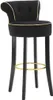 A black bar stool with gold trim and a gold footrest. Podgląd zdjęcia produktu