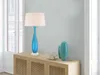 Große LED Jugendstil Tischleuchte mit Glasfuß & Stoffschirm Produktbild-Vorschau 5