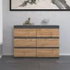 A modern dresser with six drawers against a textured wall. Náhľad obrázku produktu