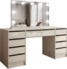A vanity table with a large mirror and lights. Produktbild-Vorschau