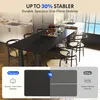 A dining table in a modern kitchen setting, with a comparison graphic at the bottom. Voir les images du produit