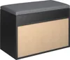 A storage ottoman with a gray upholstered top and a black and beige body. Náhled obrázku produktu