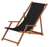 Liegestuhl schwarz Sonnenliege Gartenliege Holz Deckchair Produktbild-Vorschau 1