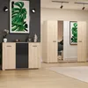 A bedroom or living room setting with a dresser and a wardrobe with mirrors. Produktbild-Vorschau
