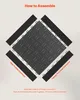 An illustration showing how to assemble modular garage floor tiles with connectors. Voir les images du produit