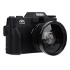 A black digital camera with a large lens and a pop-up flash. Podgląd zdjęcia produktu