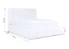 A white upholstered bed with a mattress, shown with dimensions indicated by measurement lines and text. Náhled obrázku produktu