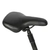 A close-up view of a black bicycle seat and seat post. Produktbild-Vorschau