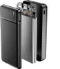 A cutaway view of a black power bank showing its internal components and battery. Produktbild-Vorschau