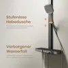 A close-up view of a modern shower system with text overlays highlighting its features. Anteprima dell’immagine prodotto