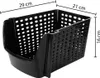 A black plastic storage bin with dimensions indicated by lines and text. Náhled obrázku produktu