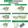 A collage of cookware items with dimensions and labels. Náhled obrázku produktu