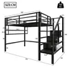 A diagram of a black metal loft bed with dimensions indicated by lines and numbers. Podgląd zdjęcia produktu
