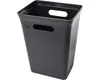 A black plastic trash can with handles and a smiley face logo is shown against a white background. Produktbild-Vorschau