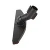 A black vacuum cleaner attachment with a brush at the bottom and a flexible tube connector at the top. Produktbild-Vorschau