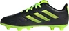 A side view of a single black Adidas soccer cleat with neon green accents. Náhled obrázku produktu
