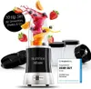 A GOURMETmaxx Nutrition Mixer is shown with fruits splashing into the blending cup, along with accessories and a review badge. Podgląd zdjęcia produktu