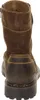 The back view of a brown leather and suede boot. Voir les images du produit