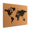 A world map corkboard is shown against a white background. Produktbild-Vorschau