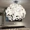 Deckenleuchte, Metall, Blätter-Design, Chrom, weiß, H 58 cm Produktbild-Vorschau 2