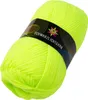 A ball of neon yellow yarn with a label wrapped around it. Produktbild-Vorschau