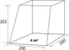 A 3D diagram of a camping tent with dimensions and area indicated. Produktbild-Vorschau