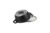 A black pot with a speckled finish is shown upside down, with a glass lid next to it, on a white background. Produktbild-Vorschau