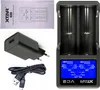 A collage of images showing a battery charger, its manual, a USB wall adapter, and a USB cable. Anteprima dell’immagine prodotto