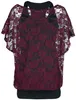 Black Premium by EMP Damen bordeaux rotes Spitzenshirt mit Produktbild-Vorschau 2