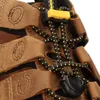 Close-up of the lacing system of a brown sandal. Produktbild-Vorschau