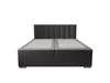 A dark gray upholstered box bed with a vertically tufted headboard, shown from the front on a white background. Produktbild-Vorschau