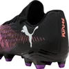 A close-up side view of a black Puma Future soccer cleat with pink and orange accents. Produktbild-Vorschau