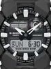 Close-up view of a black Casio G-Shock watch face, showing the digital display and analog hands. Produktbild-Vorschau