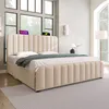 A modern bedroom with a large, upholstered bed. Náhled obrázku produktu
