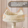 A close-up of a beige cat tree platform shaped like cat ears, with decorative orange lines suggesting whiskers and warmth. Podgląd zdjęcia produktu