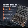 A black toolbox containing a set of sockets and extensions, with text overlay describing the product. Náhľad obrázku produktu