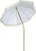 A white fringed parasol with a wooden pole against a white background. Náhľad obrázku produktu