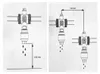 Diagrams illustrating the correct installation distance for safety valves. Produktbild-Vorschau