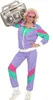 A woman wearing an 80s-style tracksuit and holding a boombox. Produktbild-Vorschau