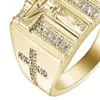 Mode Männer Frauen Strass Intarsien Jesus Kreuz Finger Ring Produktbild-Vorschau 5