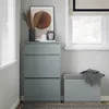 A narrow hallway or entryway with a shoe cabinet and a bench. Anteprima dell’immagine prodotto