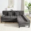 Merax L-Form Ecksofa mit Schlaffunktion, 3-Sitzer Chenille Produktbild-Vorschau 15