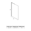 A diagram showing the dimensions of a shower screen, with a table of measurements below. Produktbild-Vorschau