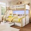 A bunk bed with storage drawers and shelves, decorated with children's bedding and pillows, in a bedroom setting. Anteprima dell’immagine prodotto