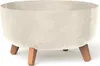 A cream-colored planter with a concrete effect and brown legs, shown against a white background. Náhled obrázku produktu