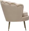 Poltrona "Floria" in velluto - 75 x 68 x 77,5 cm - Beige Anteprima dell’immagine prodotto 3